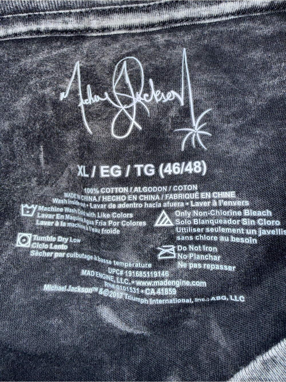 Michael Jackson (smooth, criminal scene, )stonewash Tee/Black/Grey Like NEW! XL - Picture 6 of 6